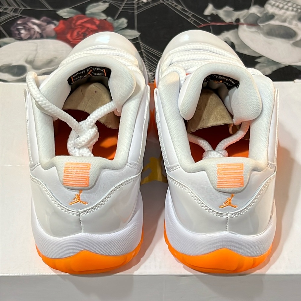 DS 2021 NIKE AIR JORDAN 11 XI RETRO LOW WHITE/BRIGHT CITRUS WOMENS SZ 5 3.5Y NWT - Picture 8 of 12